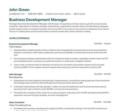 Business Development Resume Examples 的图像结果