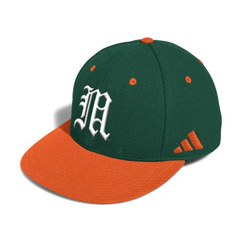 Miami Hurricanes adidas On-Field Old English M Traditional Mesh Fitted