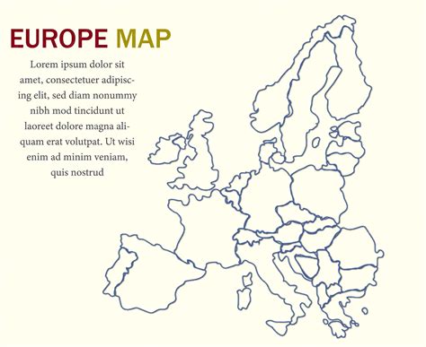 Pusta mapa Europy do wydrukowania mapa konturowa Europy | Wektor Premium