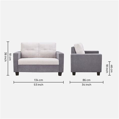 Buy Fabric Sofa Set 2 Seater (Ease Cool Grey) Online at Best Price ...