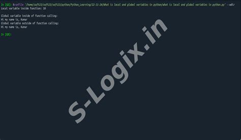 Python sample code for local and global variables in python | S-Logix