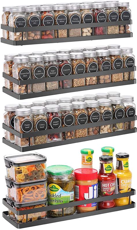 MFS Craft World Wall Mounted Spice Rack Organizer 2 Pack,Hanging Spice ...