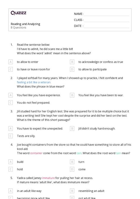 50+ Analyzing Word Choice worksheets for 5th Class on Quizizz | Free ...