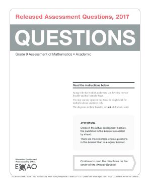 Fillable Online Examples of the Assessments: Grade 9 Assessment of ...