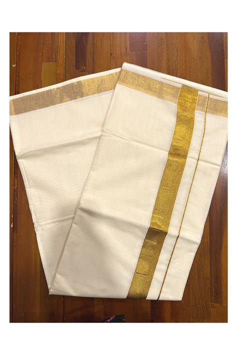 Plain Mixed Fabric Kasavu Saree with 2x2 Border – Southloom.com ...