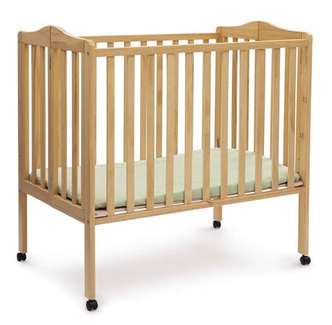 Delta Children Folding Portable Mini Crib with Mattress Natural ...