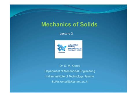 Mechanics of Solids Lecture 2 - S. M. Kamal Department of Mechanical ...
