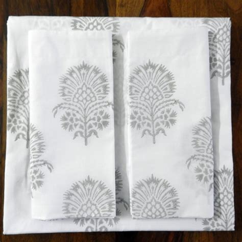 Bed Sheet Hand Block Printed "Hibiscus" | LOVE FOR WHITE