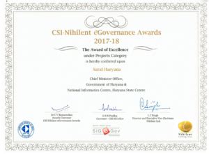 SARAL Haryana Project received CSI-Nihilent eGovernance Award - The ...