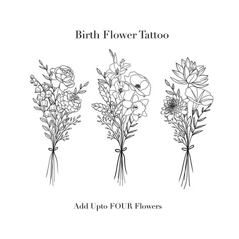 Birth Month Flower Bouquet Tattoo - Tattoo Style Trends