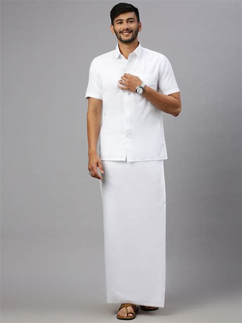 Ramraj Men Cotton Blend Single Layer White Dhoti with Small Border ...
