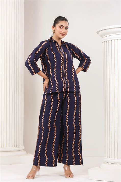 Navy Blue Turle Neck Co-Ord Set