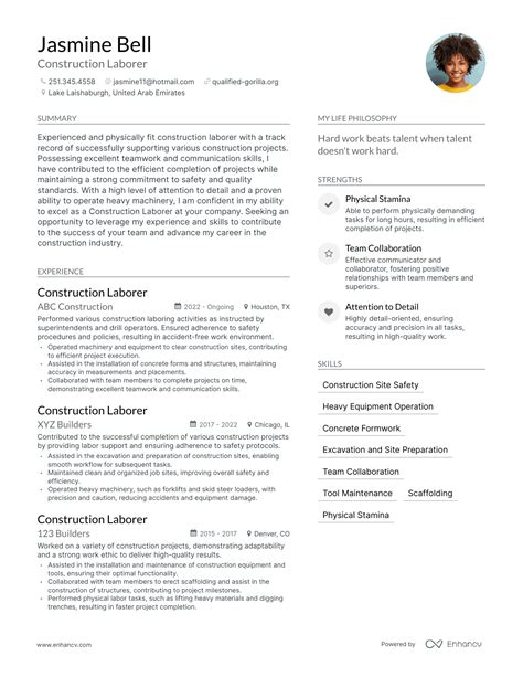 Construction Worker Resume Skills
