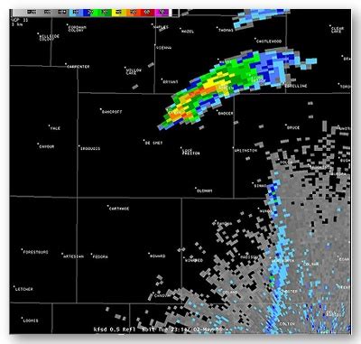 Radar Imagery from Kingsbury County Tornado - May 2, 2006
