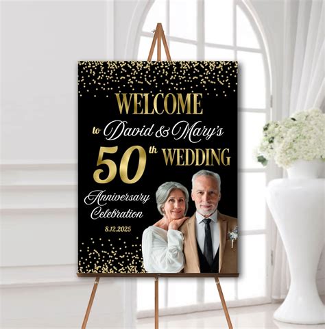 Buy 50th Wedding Anniversary Welcome Sign With Picture 50th Anniversary ...