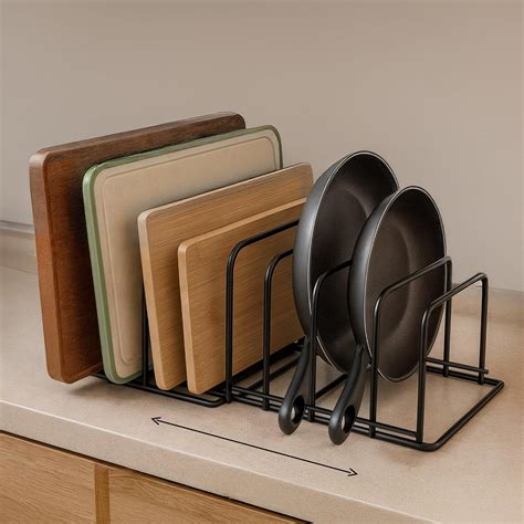 Serenz, Adjustable Cutting Board Organizer Rack – Expandable Bakeware ...