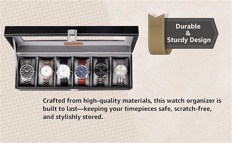 Amazon Basics Unisex Faux Leather Watch Organiser Box with 6 Slots ...