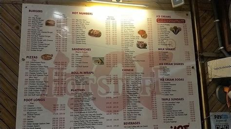 Menu at Hot Stuff, Allahabad, 21C
