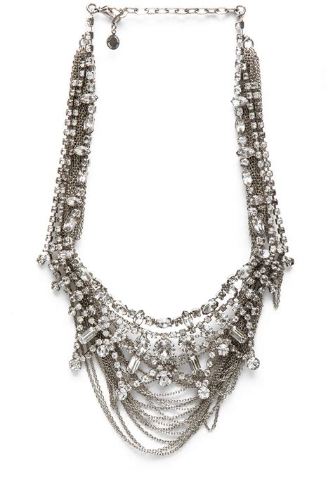 Tom Binns Fettered Layered Rhodium Plated Necklace in White | FWRD