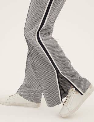 Checked Side Stripe Wide Leg Trousers