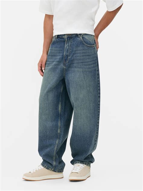 Men's Blue Low-Rise Barrel Leg Jeans | Primark