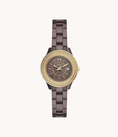 FOSSIL Stella Three-Hand Date Brown Ceramic Watch CE1122I