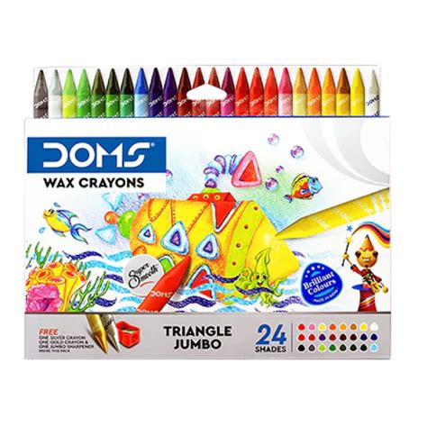 Doms Non-Toxic Triangle Jumbo Wax Crayon Set in Cardboard Box | 24 ...
