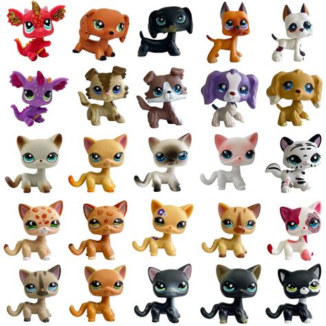 pet shop lps toys standing short hair cat pink #2291 black #2249 old original animal kitten toys ...