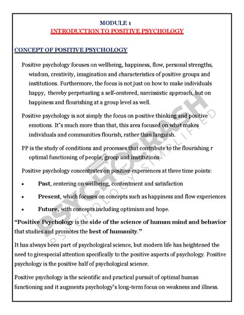 ECP- 6th Sem Positive Psychology - MODULE 1 INTRODUCTION TO POSITIVE ...