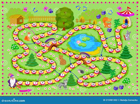 Board Game for Little Children with a Dice. Forest Adventure. Printable ...