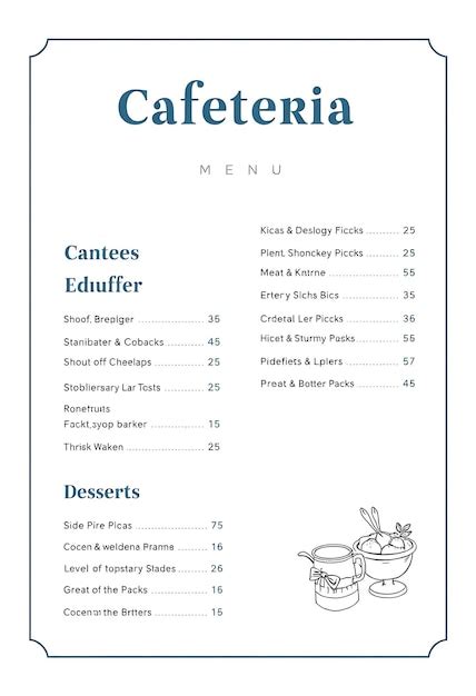 Cafeteria Menu 的图像结果