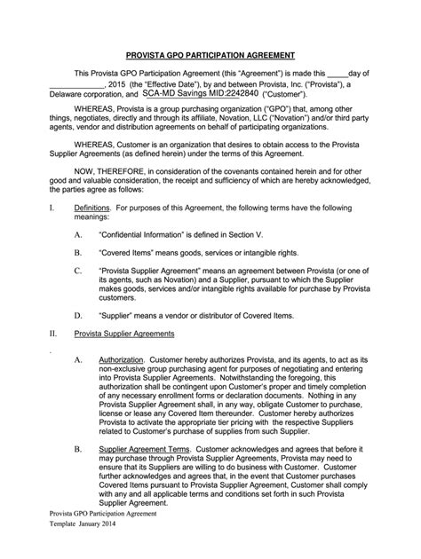 Henry Schein Provista GPO Participation Agreement Form - Fill Online ...