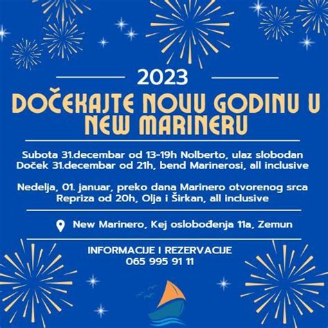 Novogodišnji program, New Marinero, Belgrade, 31 December to 2 January ...