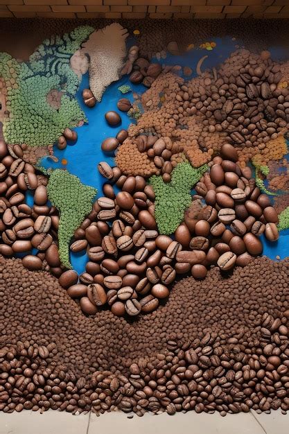 A vibrant mural of coffee beans with each bean representing a different ...