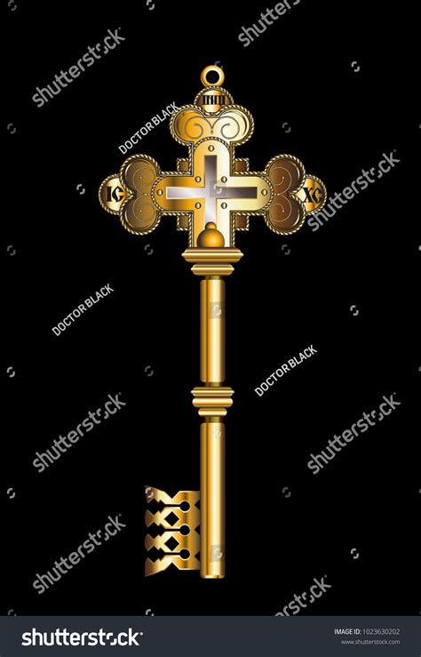 Golden Key Orthodox Christian Symbols Ancient Stock Vector (Royalty ...