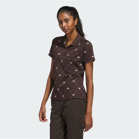 adidas Originals Printed Trefoil Polo Shirt - Brown | Free Shipping ...