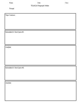 TIQAIQA Paragraph Outline by Caddy's Class | TPT