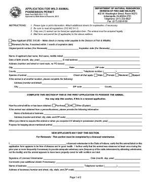 Fillable Online forms in APPLICATION FOR WILD ANIMAL POSSESSION PERMIT ...