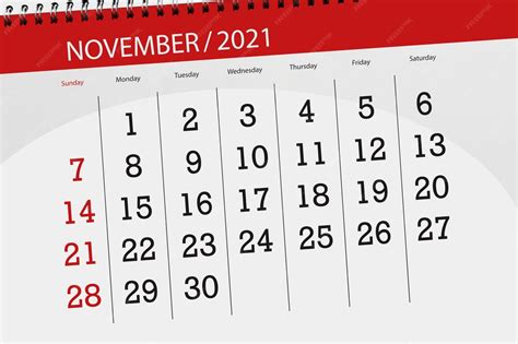 Calendar planner for the month november 2021, deadline day. | Premium Photo