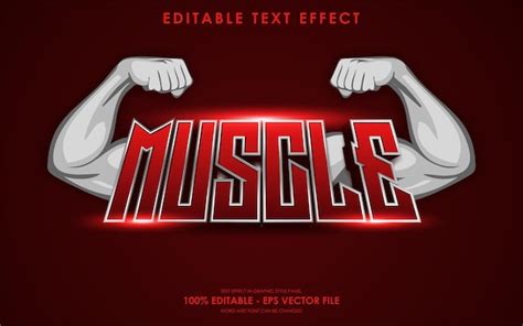 Editable muscle text effect with illustration of muscular hands ...
