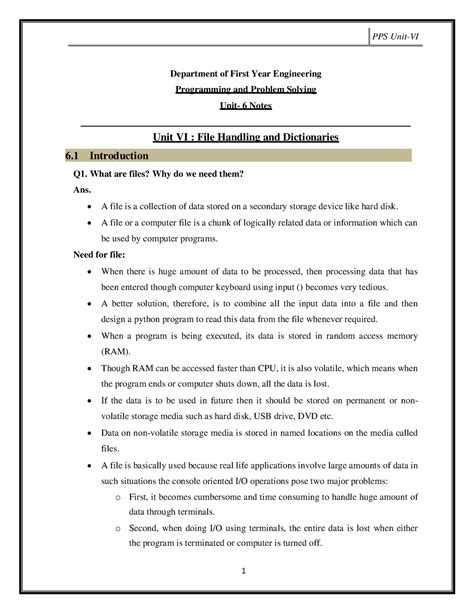 PPS U6 file handling and dictionaries - Department of First Year ...