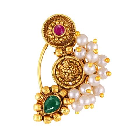 Buy Vighnaharta Gold Plated with Pearl Alloy and Artificial stone Non ...