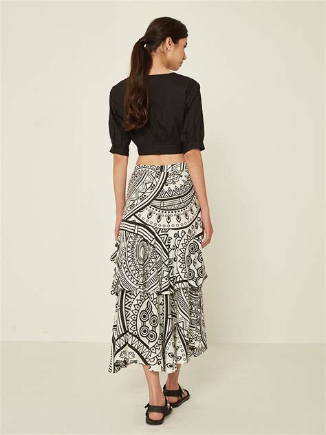 Printed Rayon Ruffle Skirt