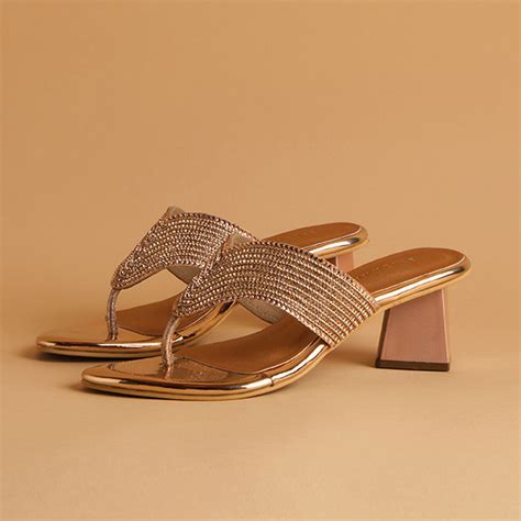 Buy Eridani Embellished Rose Gold Hena Heels Online