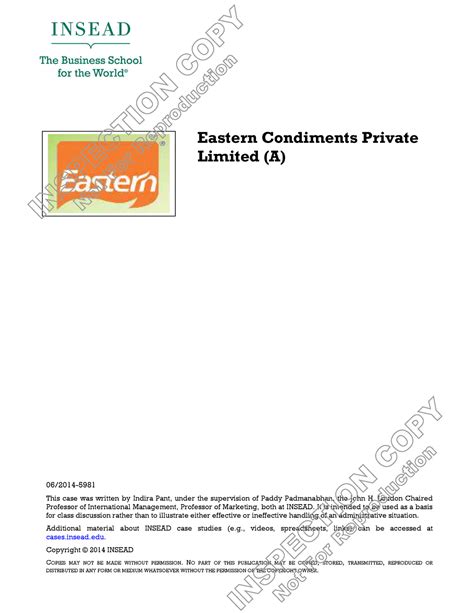 Eastern Condiments Private Limited (A) (June 2014 ) - Eastern ...