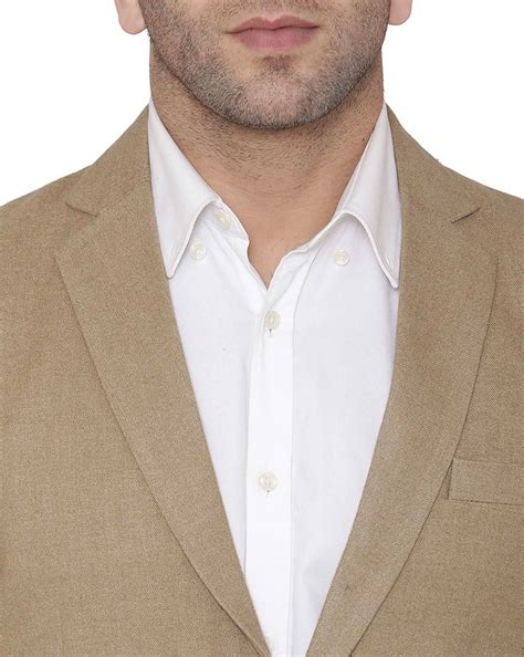 Buy Beige WINTAGE Solid Single-Breasted Blazer with Notched Lapel | AJIO