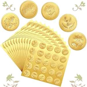 ZIBUYU® 250 Gold Foil Embossed Envelope Seal Stickers, Floral Botanical ...