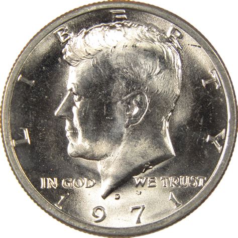 1971 D Kennedy Half Dollar Uncirculated Clad 50c Coin