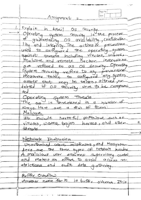 CSDF Assignment 2 - Cyber - Page No Date Assignment 2 1. Explain in ...