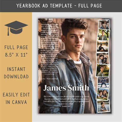 High School Senior Yearbook Ad Template, Editable Full Page Yearbook Ad ...